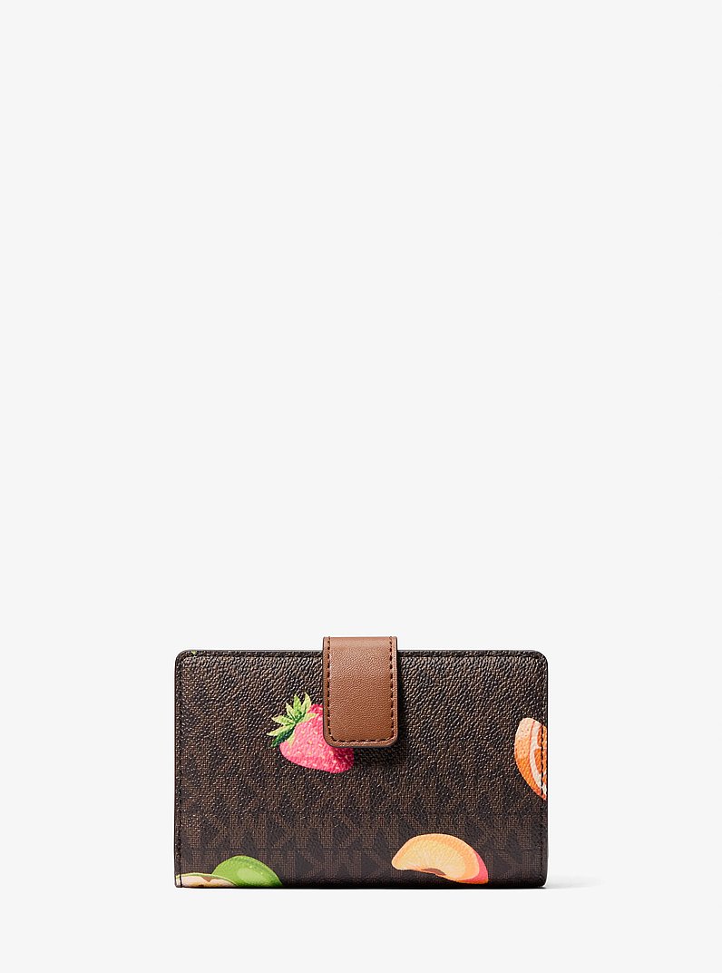 Jet Set Travel Printed Signature Logo Wallet in BROWN | Michael Kors
