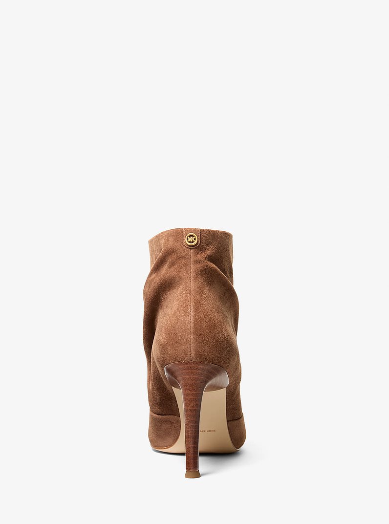 Raelynn Suede Open-Toe Ankle Boot in LUGGAGE | Michael Kors