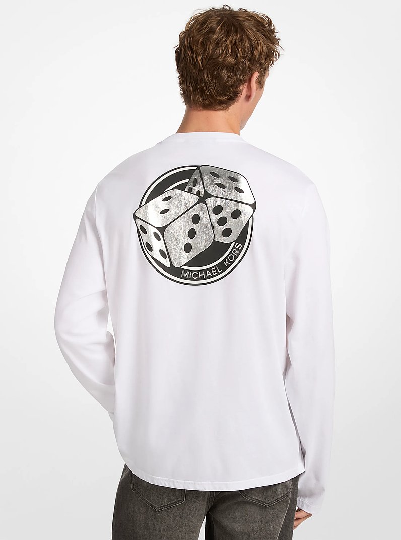 Graphic Cotton Long Sleeve T-Shirt in WHITE | Michael Kors