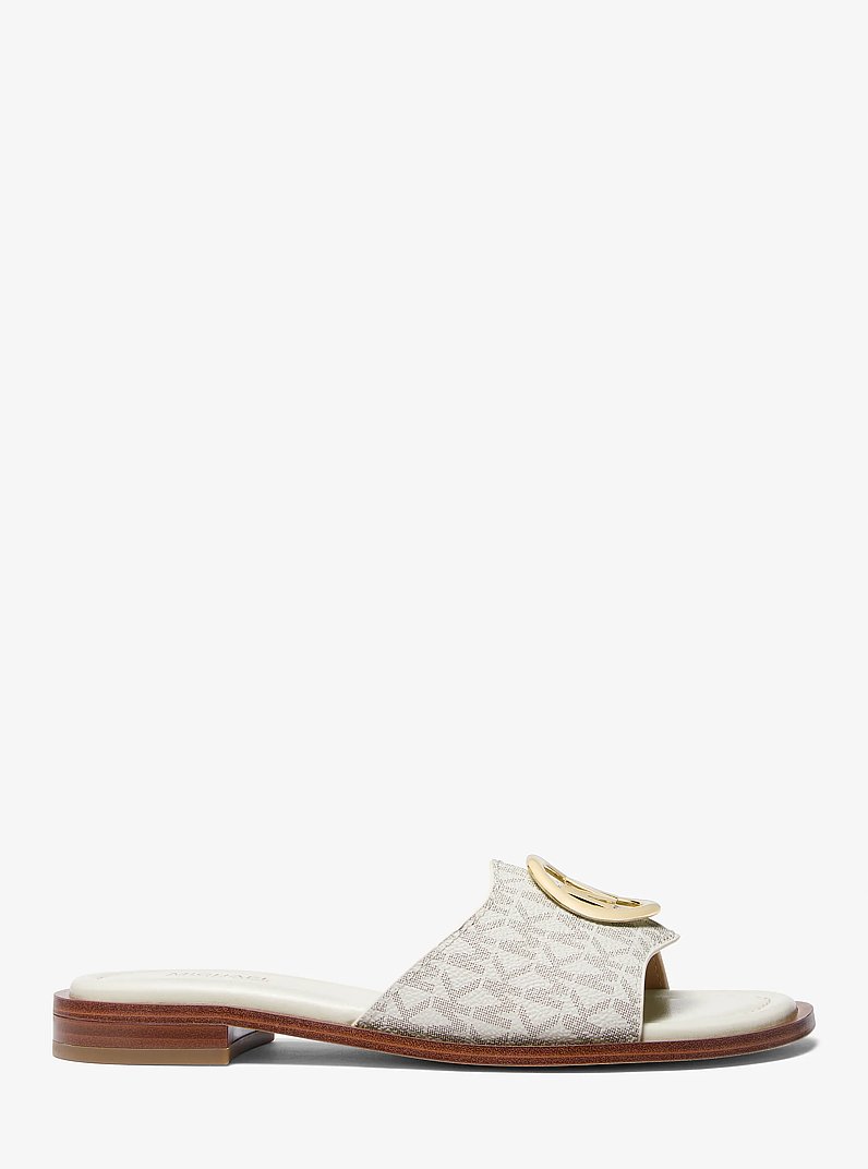 Hannah Signature Logo Slide Sandal in VANILLA | Michael Kors
