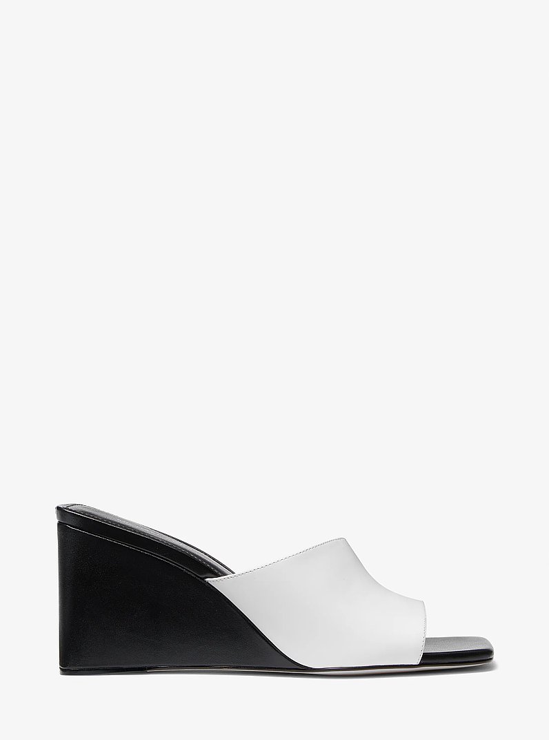 Merriam Leather Wedge Sandal in OPTIC WHITE | Michael Kors