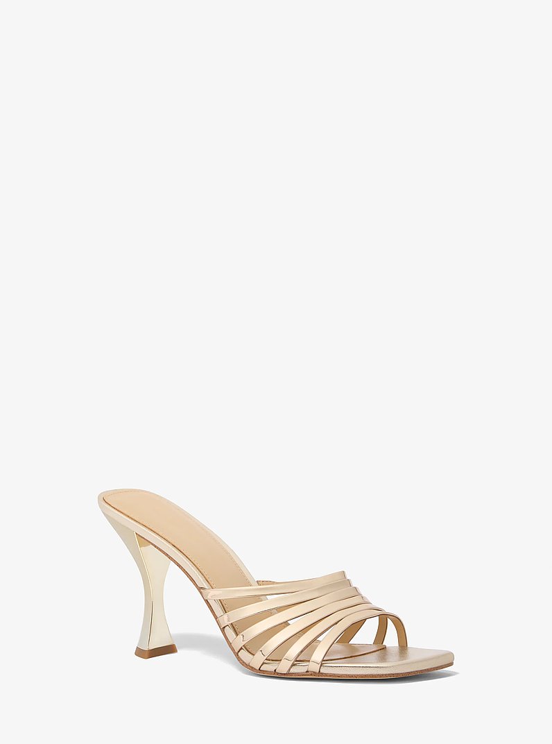 Sandale Haisley en cuir m&eacute;tallis&eacute; in OR P&Acirc;LE | Michael Kors