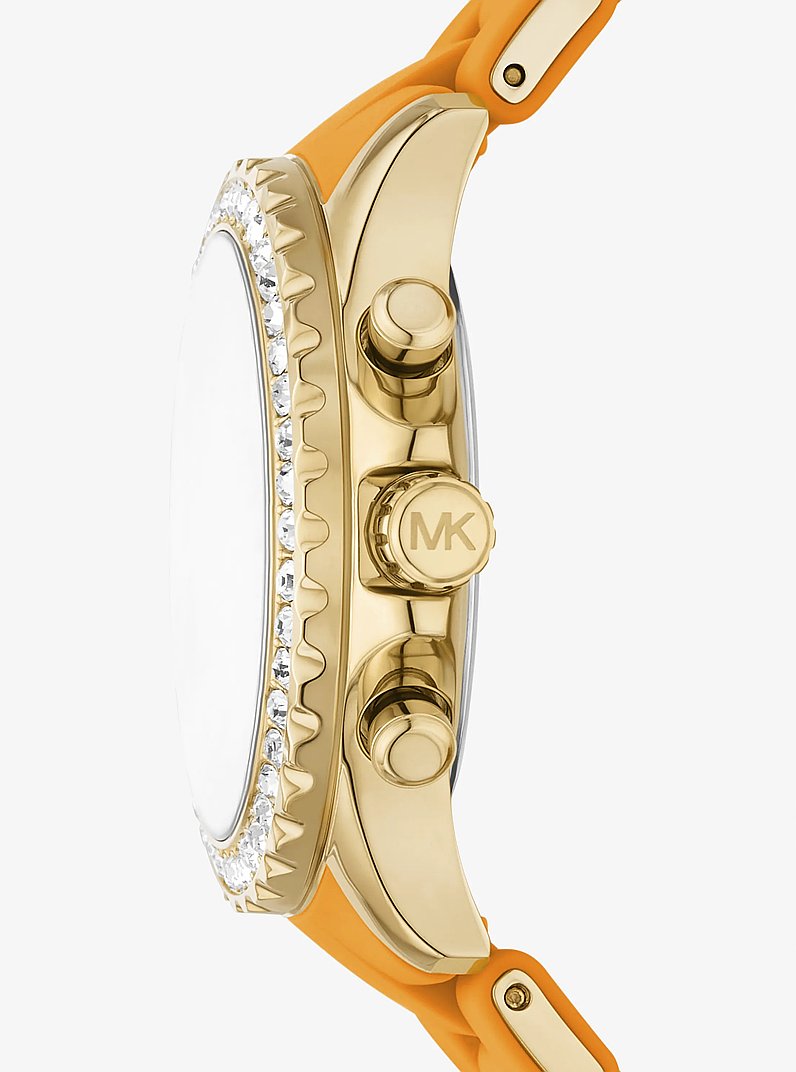 Montre Everest &agrave; bracelet en silicone de ton or &agrave; pav&eacute; in BLEU CIEL | Michael Kors
