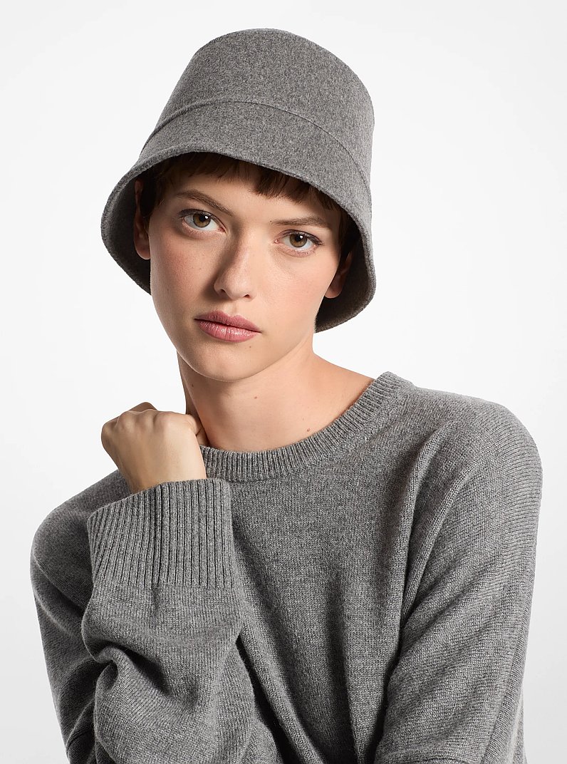 Wool Melton Bucket Hat in BANKER GREY | Michael Kors