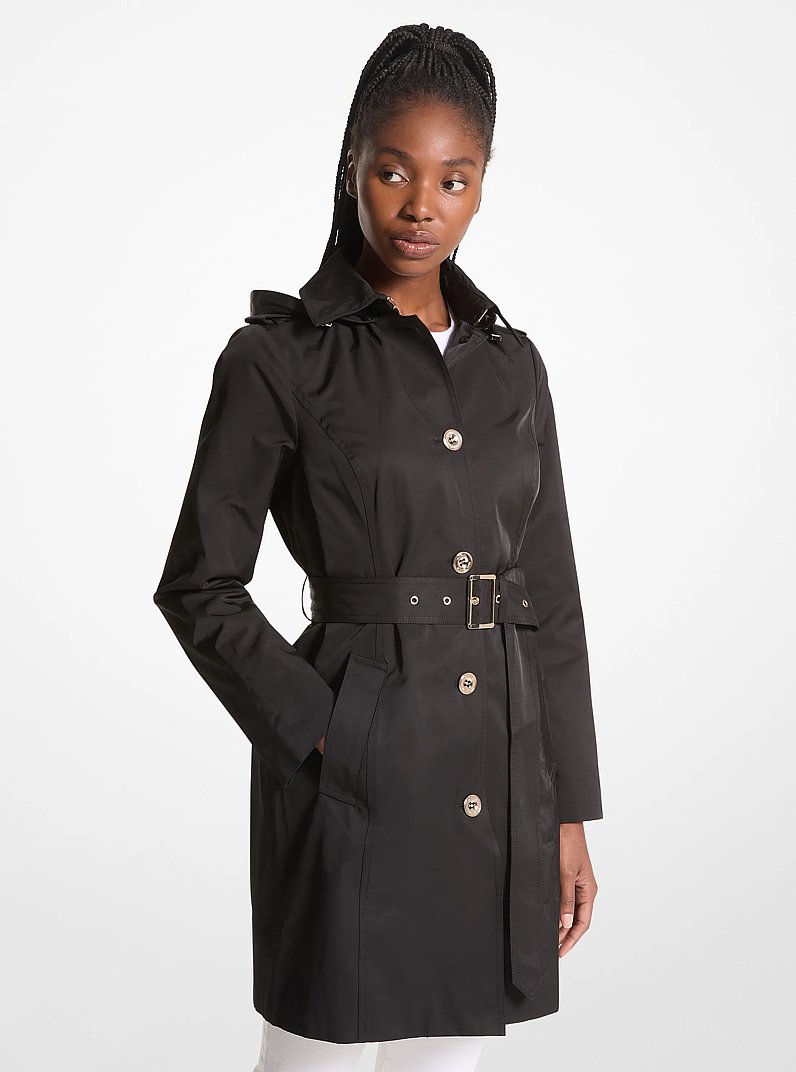 Gabardina de mezcla de algod&oacute;n con capucha in NEGRO | Michael Kors