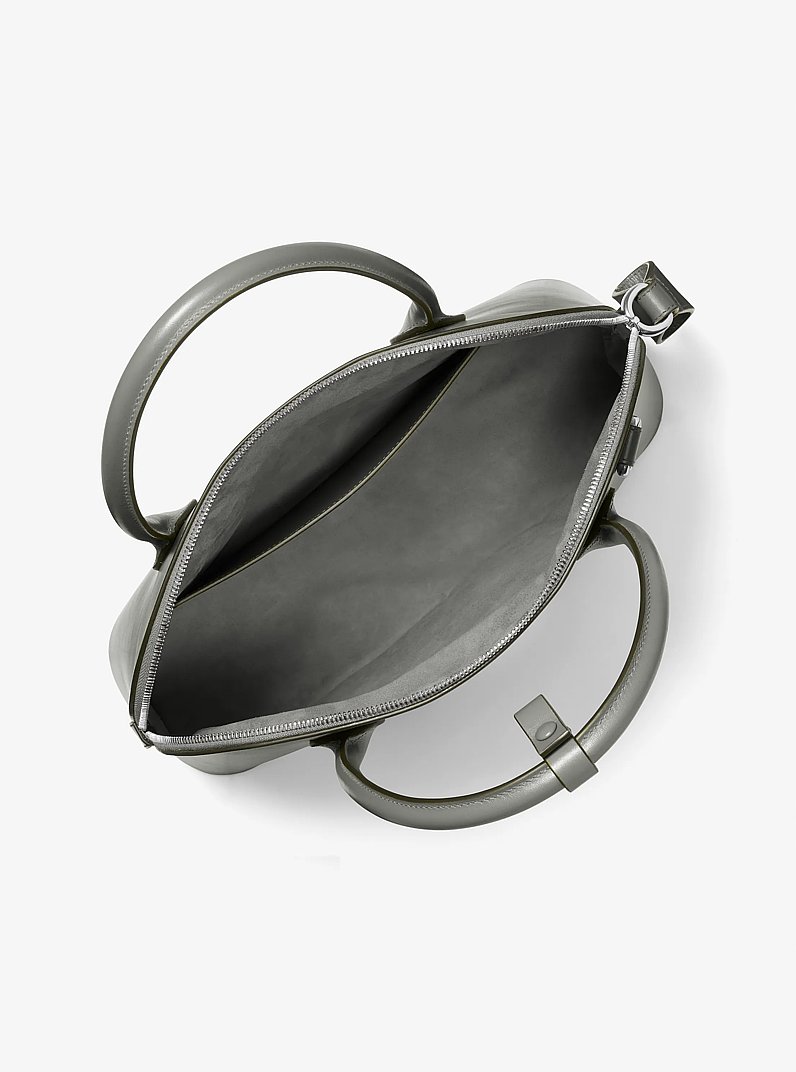 Kaitlin Large Leather Dome Satchel in PEWTER | Michael Kors
