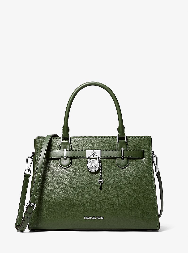 Sac &agrave; main Hamilton de taille moyenne en cuir in VERT AMAZONE | Michael Kors