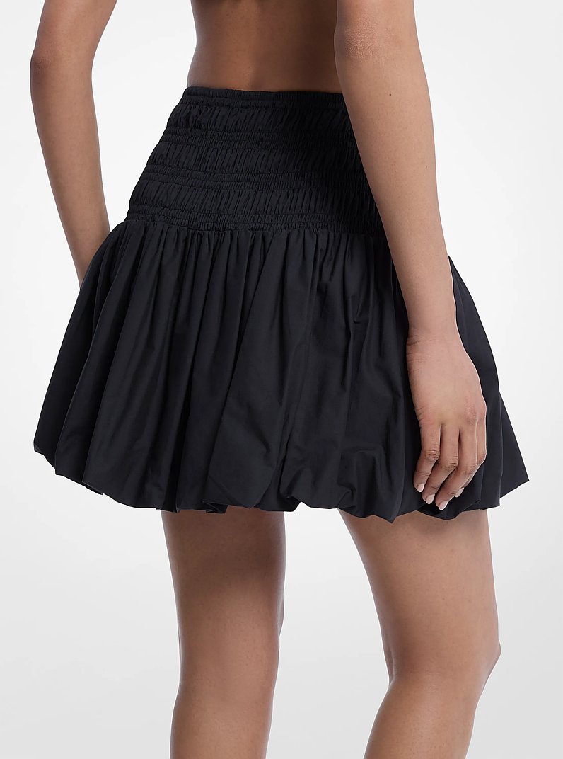 Falda acampanada con fruncidos de algod&oacute;n in NEGRO | Michael Kors