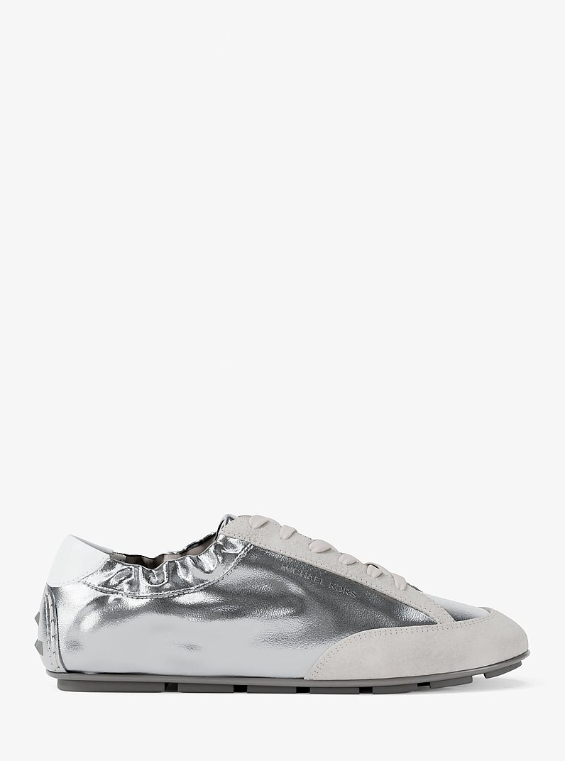 Susie Metallic Leather Trainer in SILVER | Michael Kors