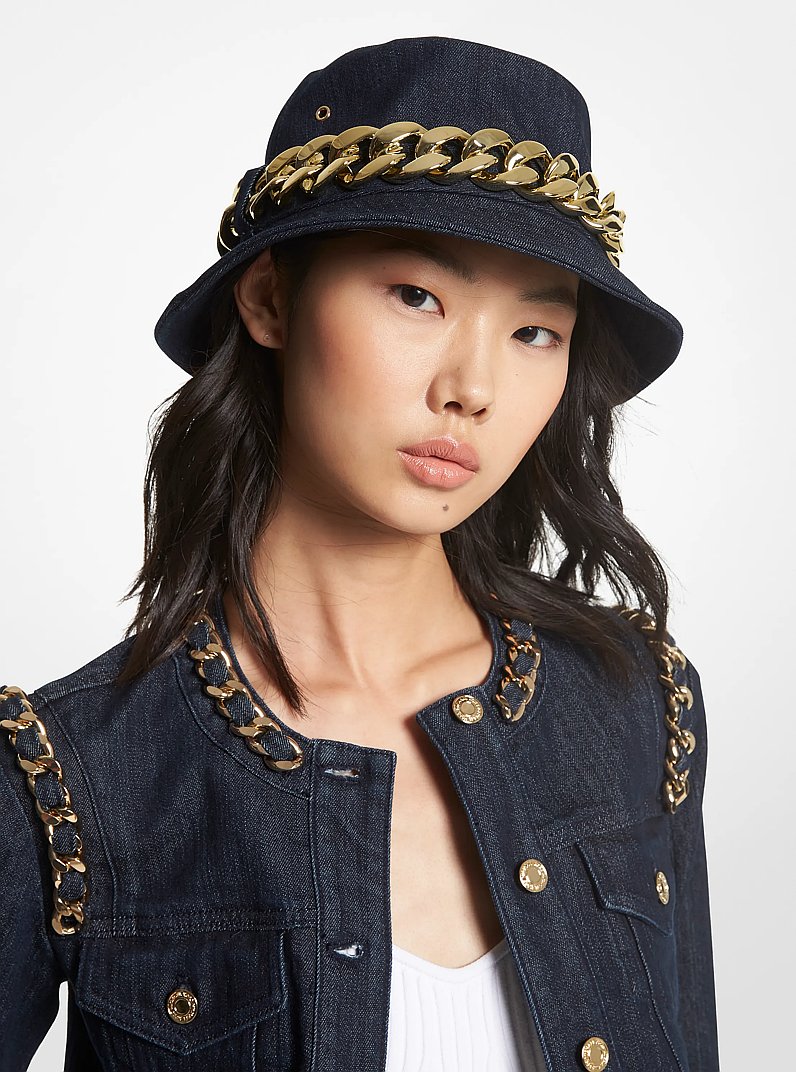 Embellished Denim Bucket Hat in RINSE - Sale | Michael Kors [US]