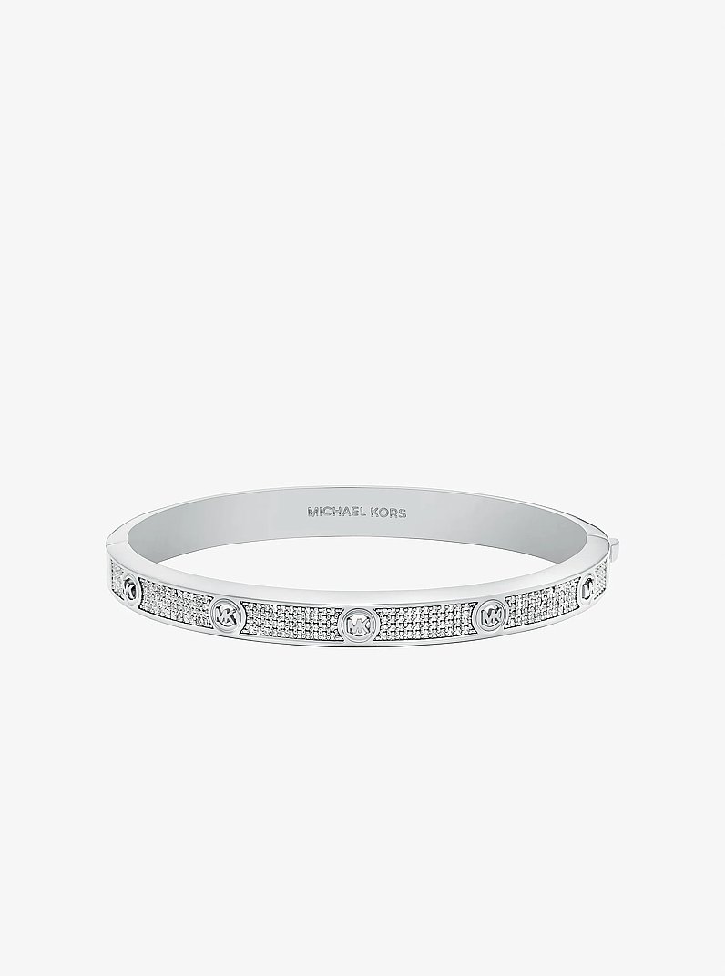 Pav&eacute; Logo Stud Bangle in SILVER | Michael Kors