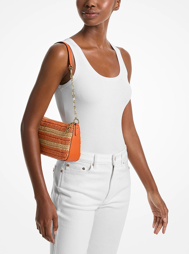 Empire Medium Hand-Crocheted Straw Chain-Link Pochette