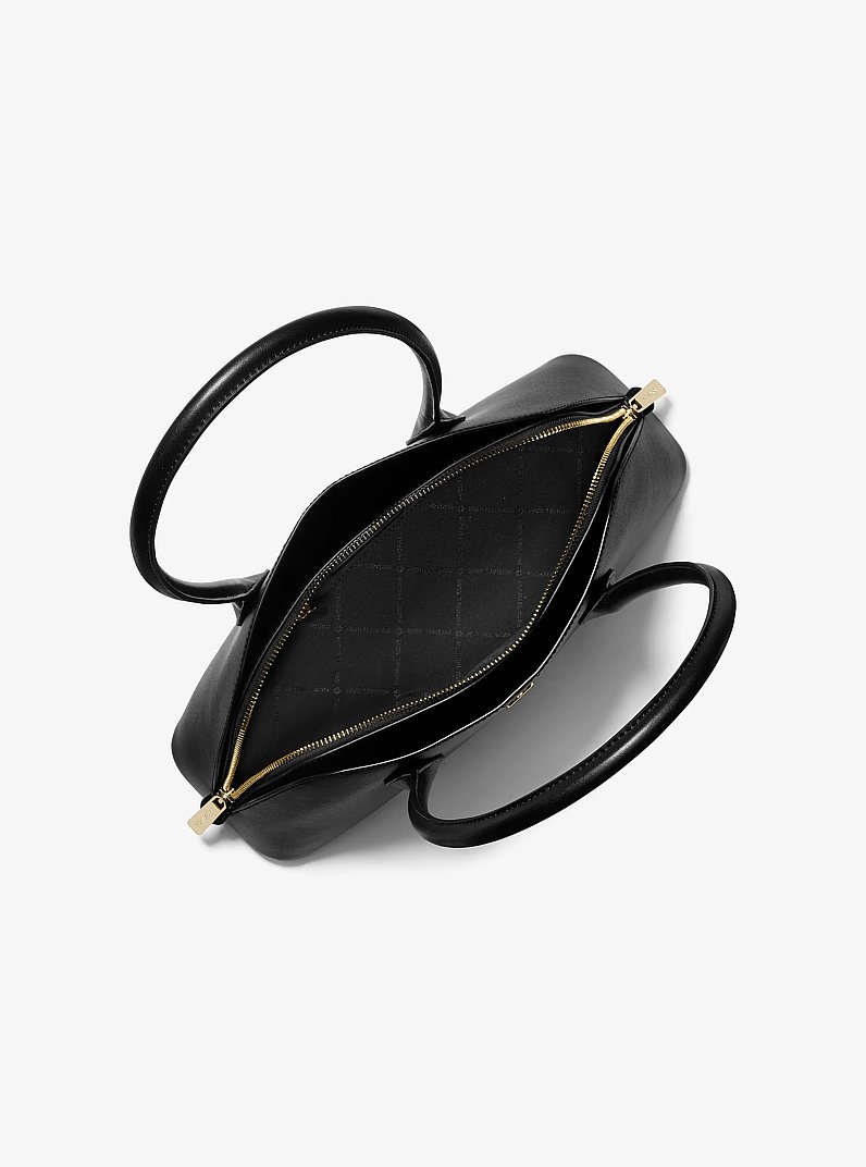 Petra Medium Leather Shoulder Bag in BLACK | Michael Kors
