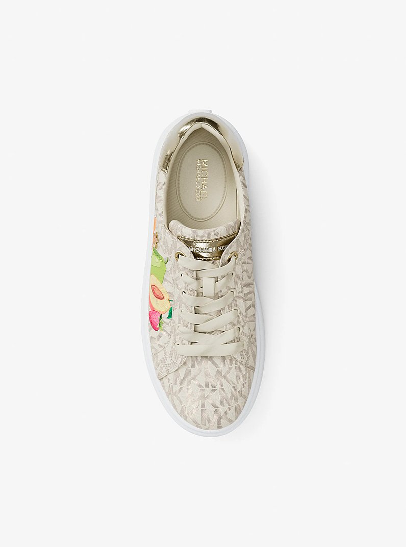 Romey Embellished Signature Logo Sneaker in VANILLA COMBO | Michael Kors