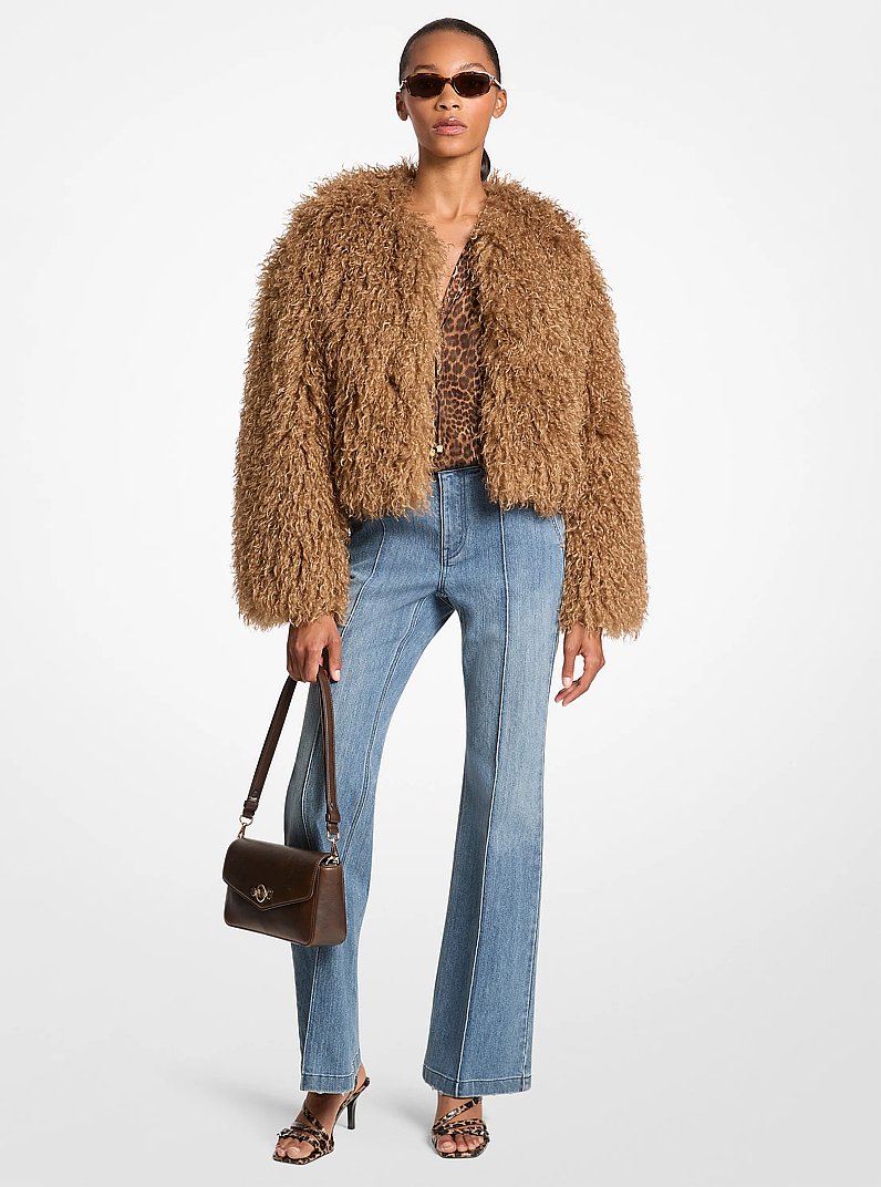 Faux Shearling Jacket in CAMEL OSCURO | Michael Kors