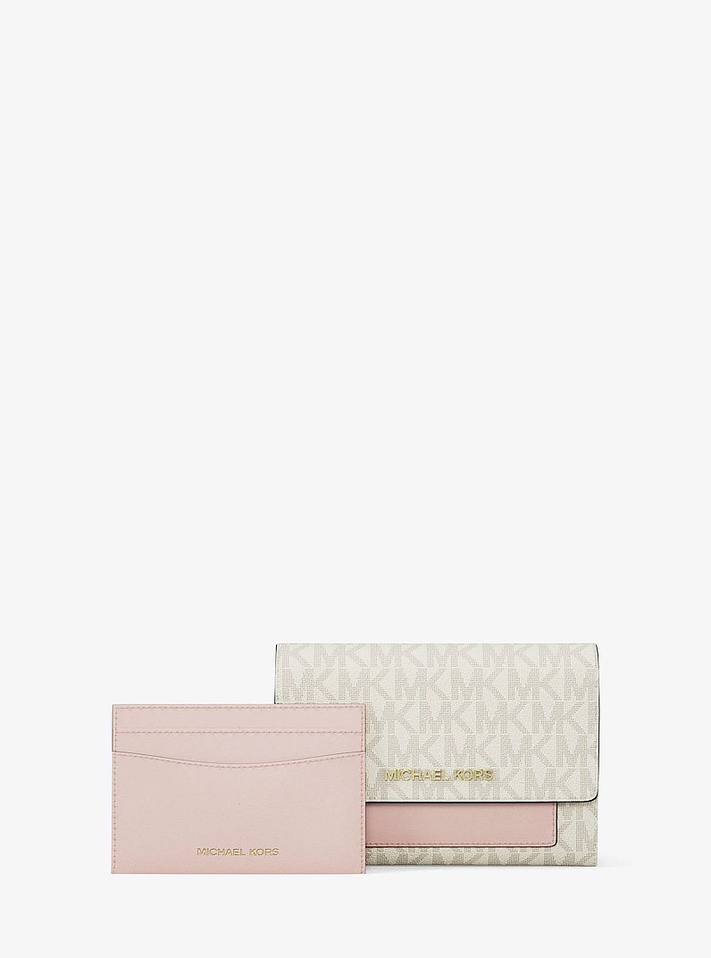 Jet Set Medium Signature Logo 2-in-1 Wallet in PWD BLSH MLT | Michael Kors