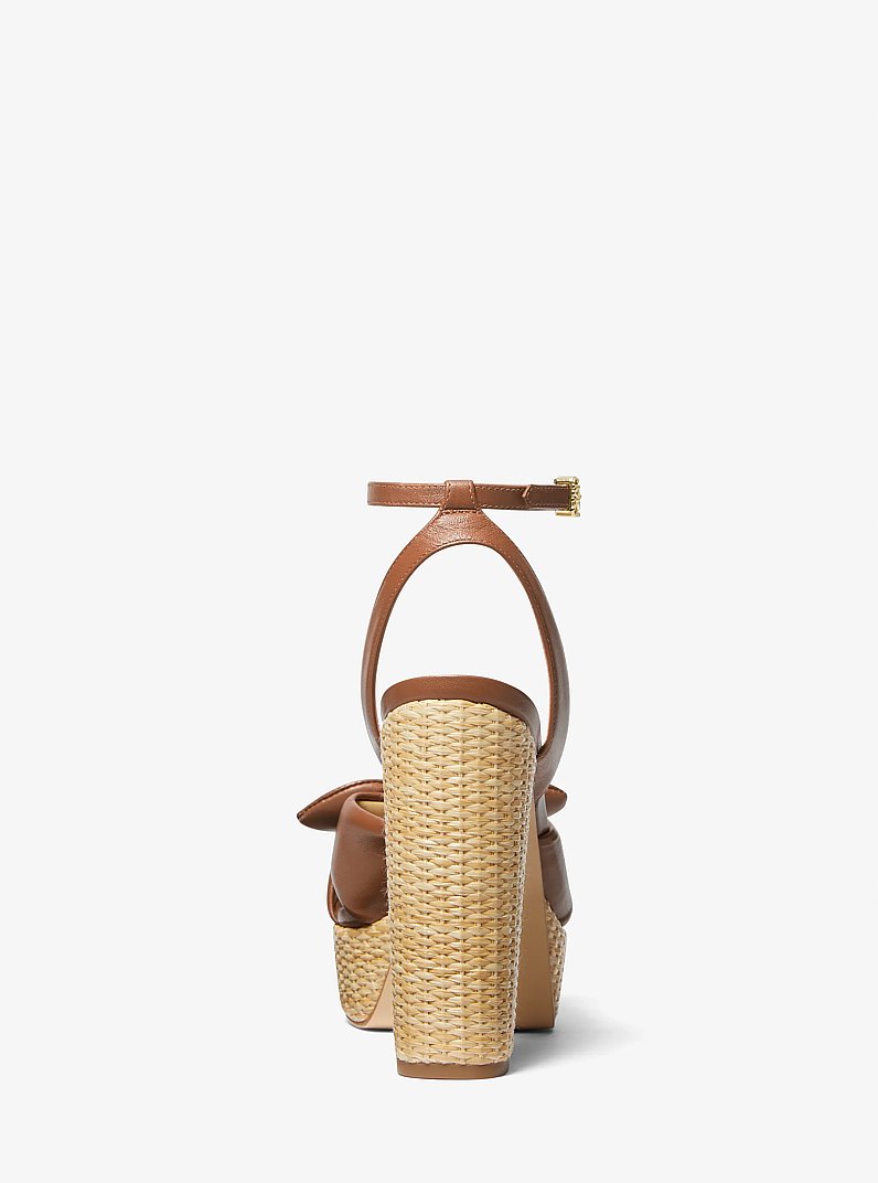 Sadie Leather Platform Sandal in LUGGAGE | Michael Kors