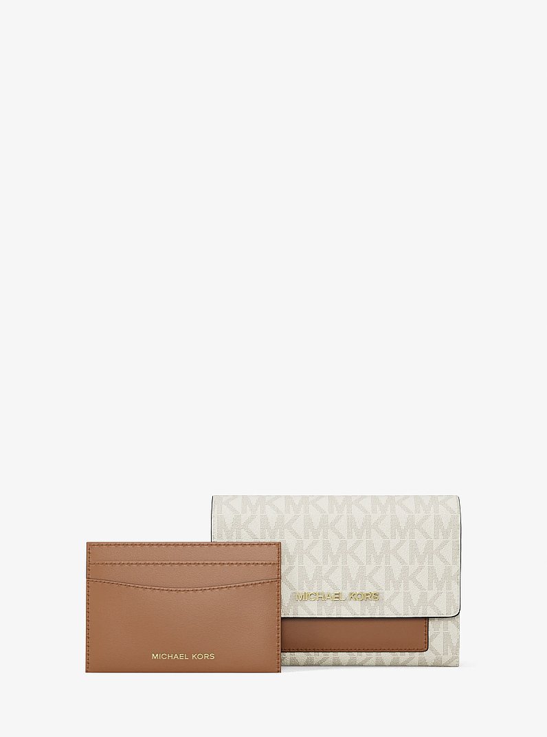 Jet Set Medium Signature Logo 2-in-1 Wallet in VANILLA | Michael Kors