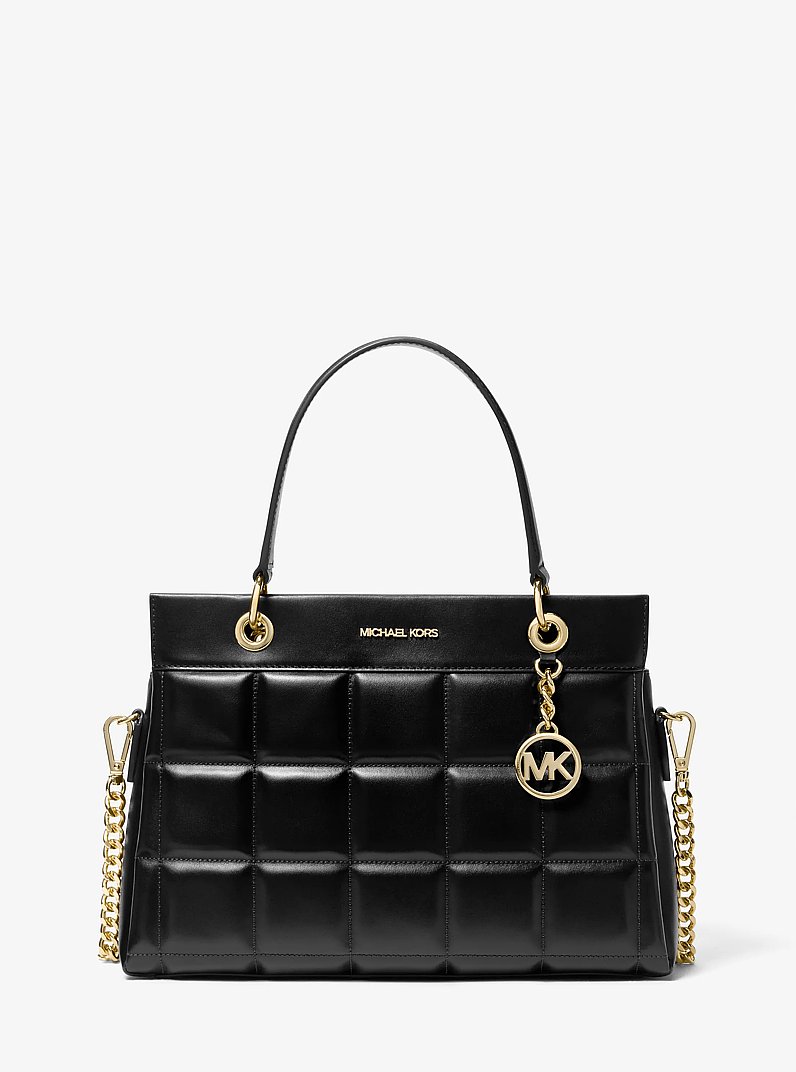 SALE!!新品！Michael Kors ショルダーバッグ - Susan S Susan Medium Quilted Leather Satchel in BLACK - Sale | Michael