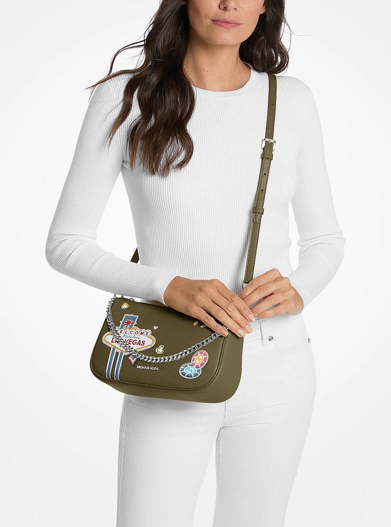 Carmela Medium Embellished Convertible Crossbody Bag in OLIVE