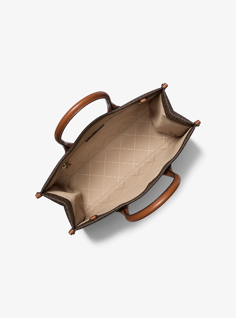 Sac fourre-tout Mirella de taille moyenne &agrave; logo Signature in BRUN | Michael Kors