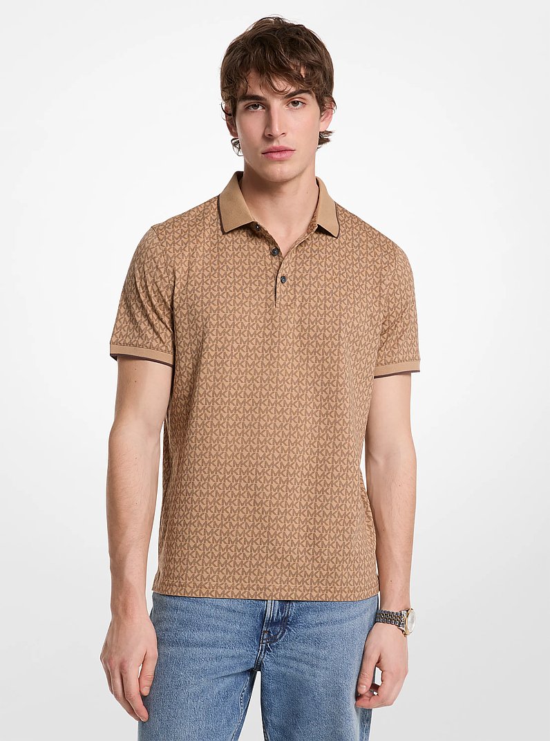 Polo Greenwich en coton &agrave; imprim&eacute; &agrave; logo Signature in ACC POIL DE CHAMEAU | Michael Kors