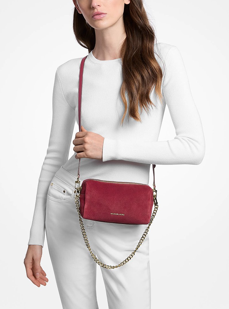 Bryant Small Suede Convertible Crossbody Bag in DEEP RED | Michael Kors