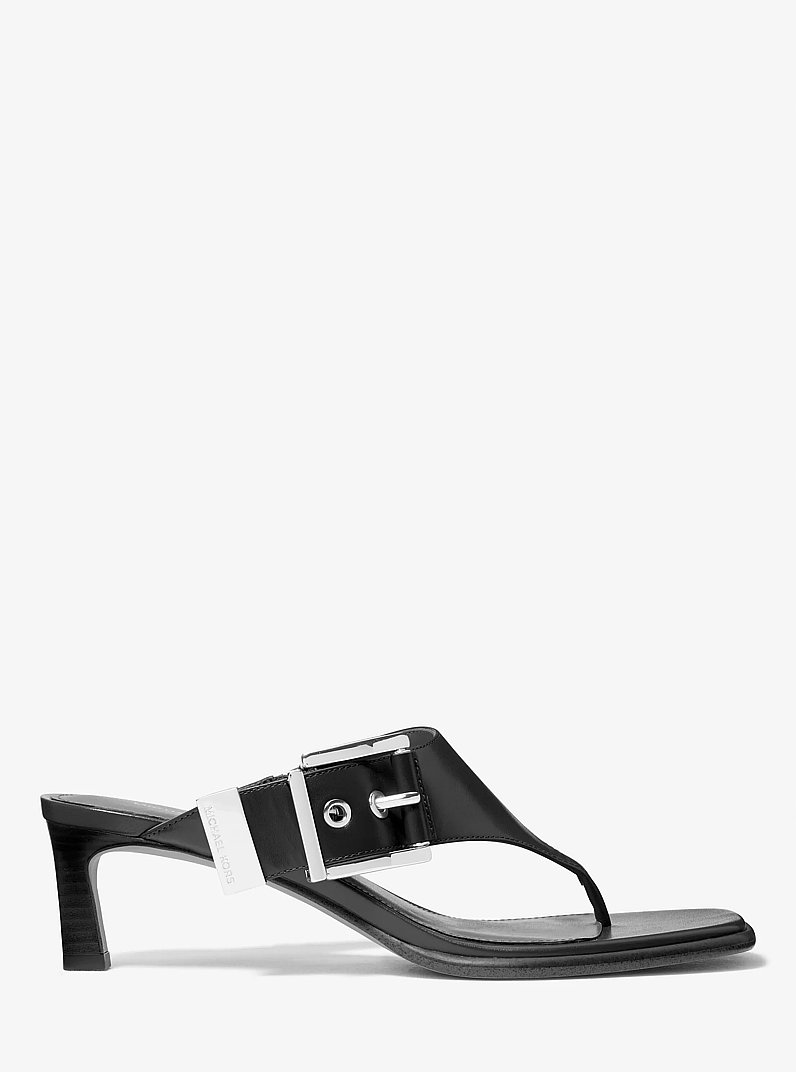 Rowen Leather Thong Sandal in BLACK | Michael Kors