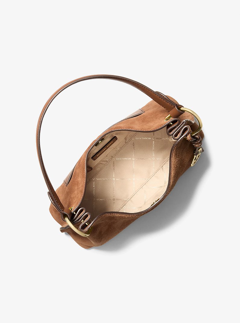 Joan Medium Suede Shoulder Bag in LUGGAGE | Michael Kors