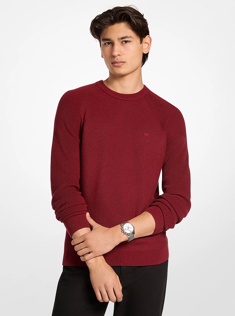 Wool Blend Crewneck Sweater in MAROON | Michael Kors
