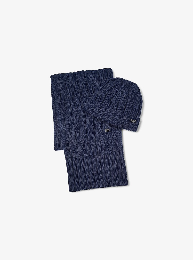 Cable-Knit Beanie Hat And Scarf Set