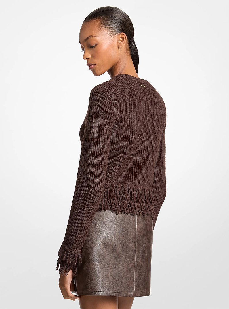 Knit Fringed Cardigan in CHOCOLATE | Michael Kors