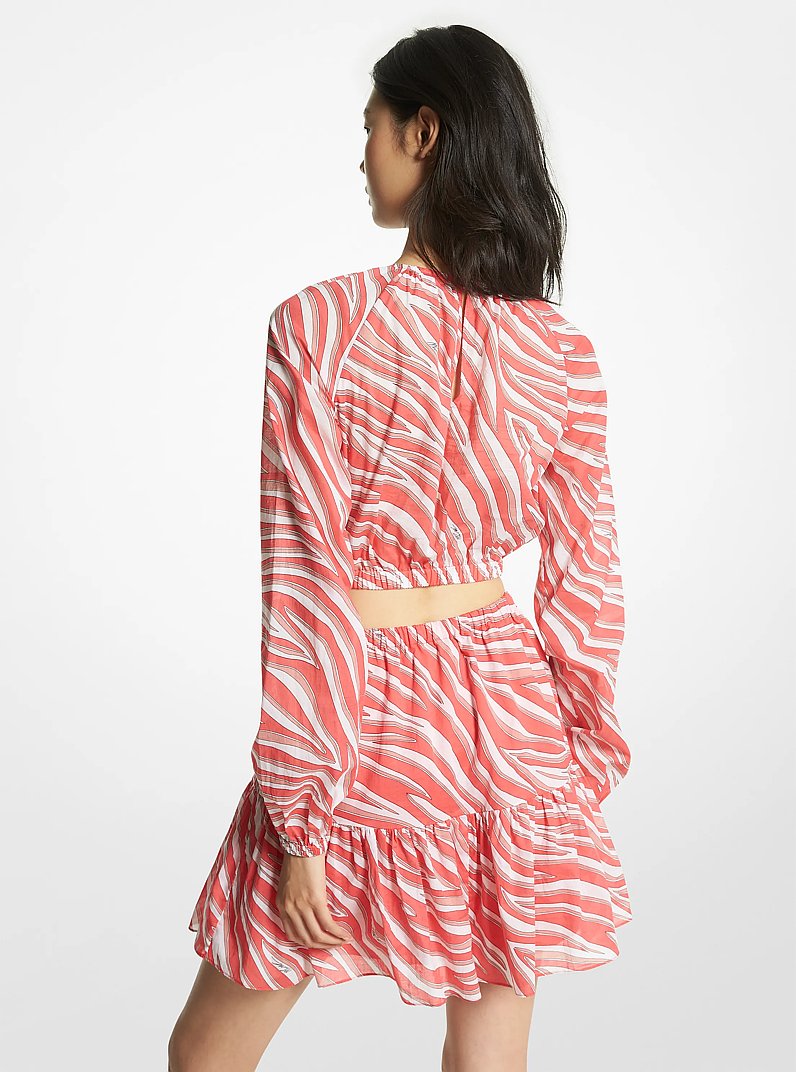 Zebra Print Cotton Lawn Cutout Dress in GERANIUM | Michael Kors