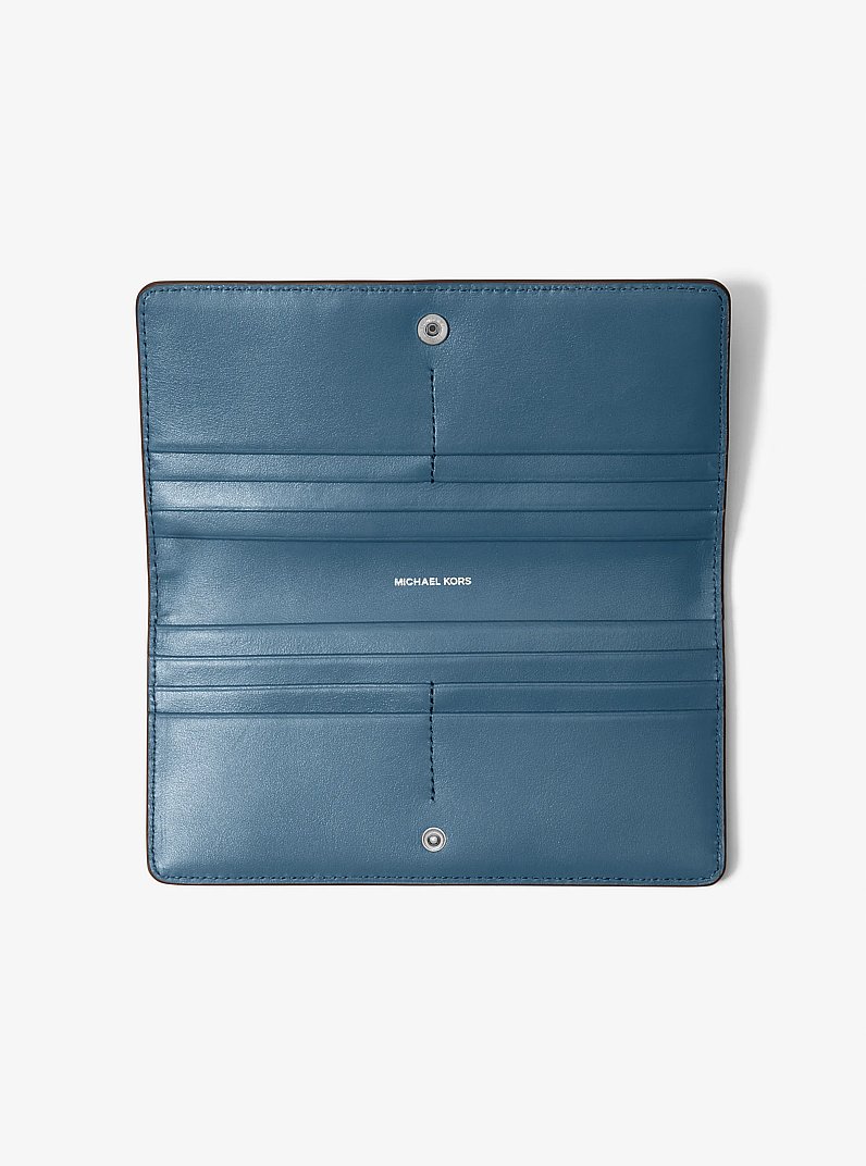 Bryant Large Pebbled Leather Snap-Front Wallet in DK CHAMBRAY | Michael Kors