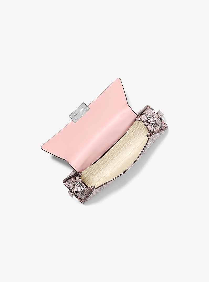 Ludlow Medium Snake Embossed Leather Shoulder Bag in SMOKEY ROSE | Michael Kors