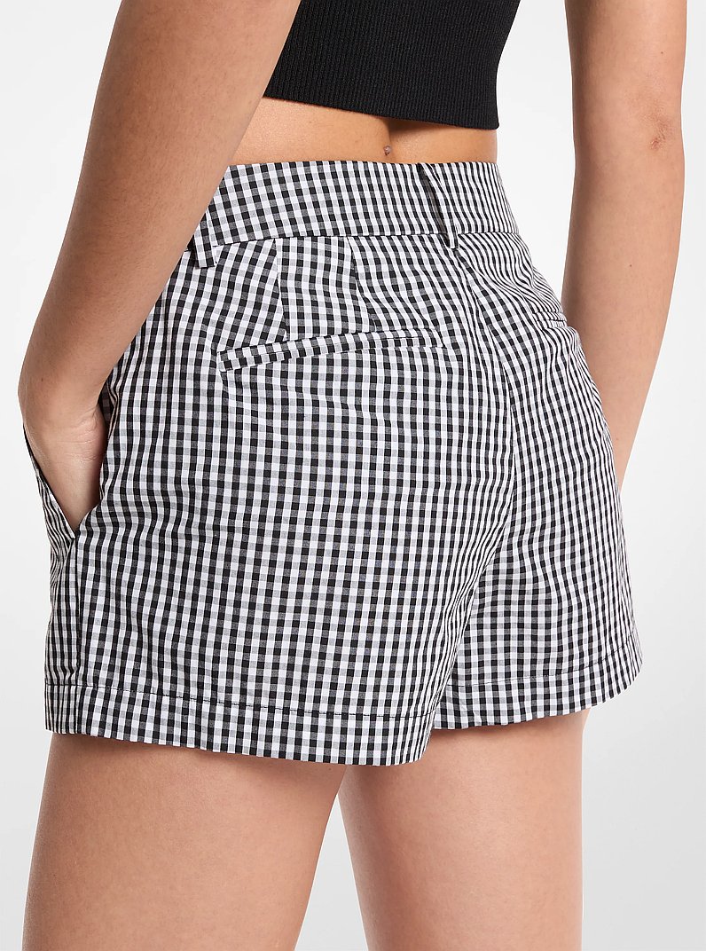 Gingham Cotton Shorts in BLACK/WHITE | Michael Kors