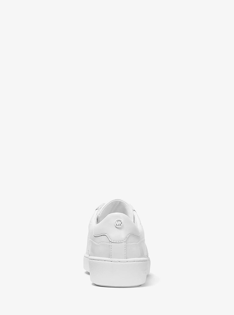 Irving Crocodile Embossed Leather Sneaker in OPTIC WHITE | Michael Kors