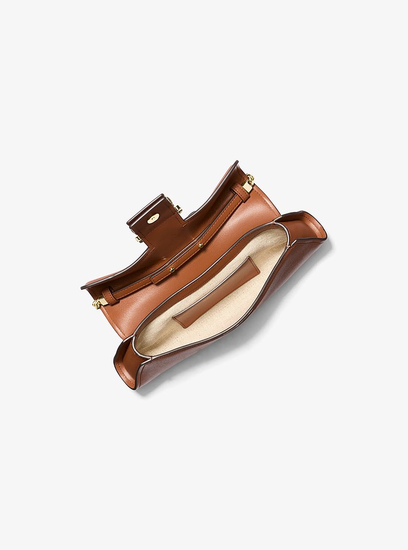 Colby Small Leather Convertible Clutch in LUGGAGE | Michael Kors