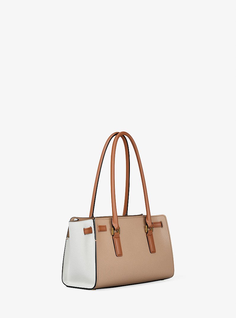 Hamilton Moderne Small Color-Blocked Leather Satchel in CAQUI MULTICOLOR | Michael Kors