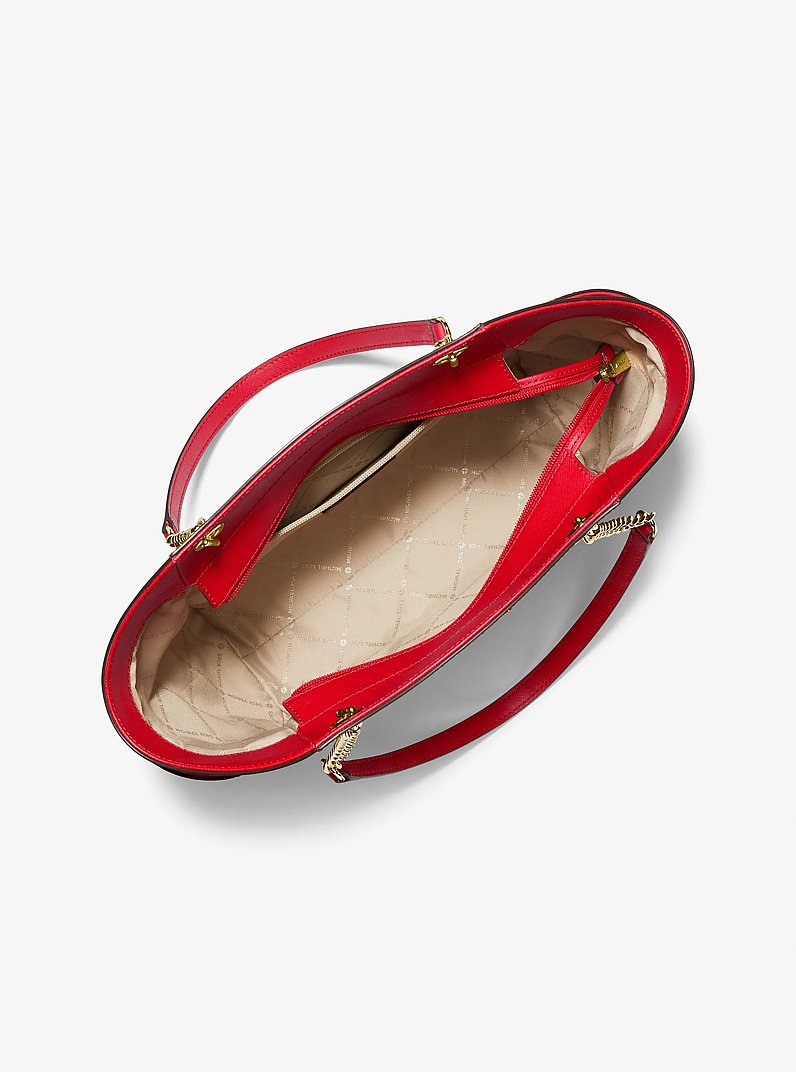 Jet Set Large Saffiano Leather Shoulder Bag in BRIGHT RED | Michael Kors