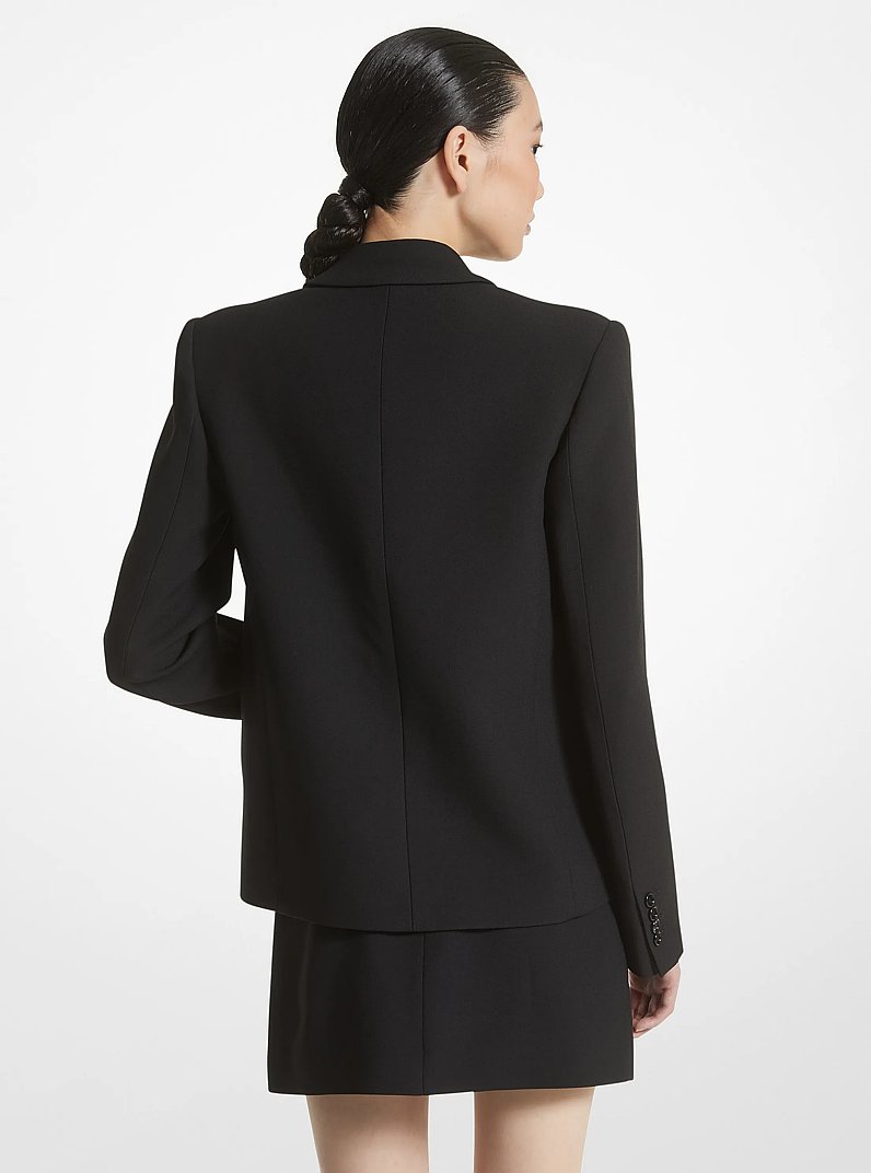 Double Crepe Sabl&eacute; Cropped Boyfriend Jacket in BLACK | Michael Kors