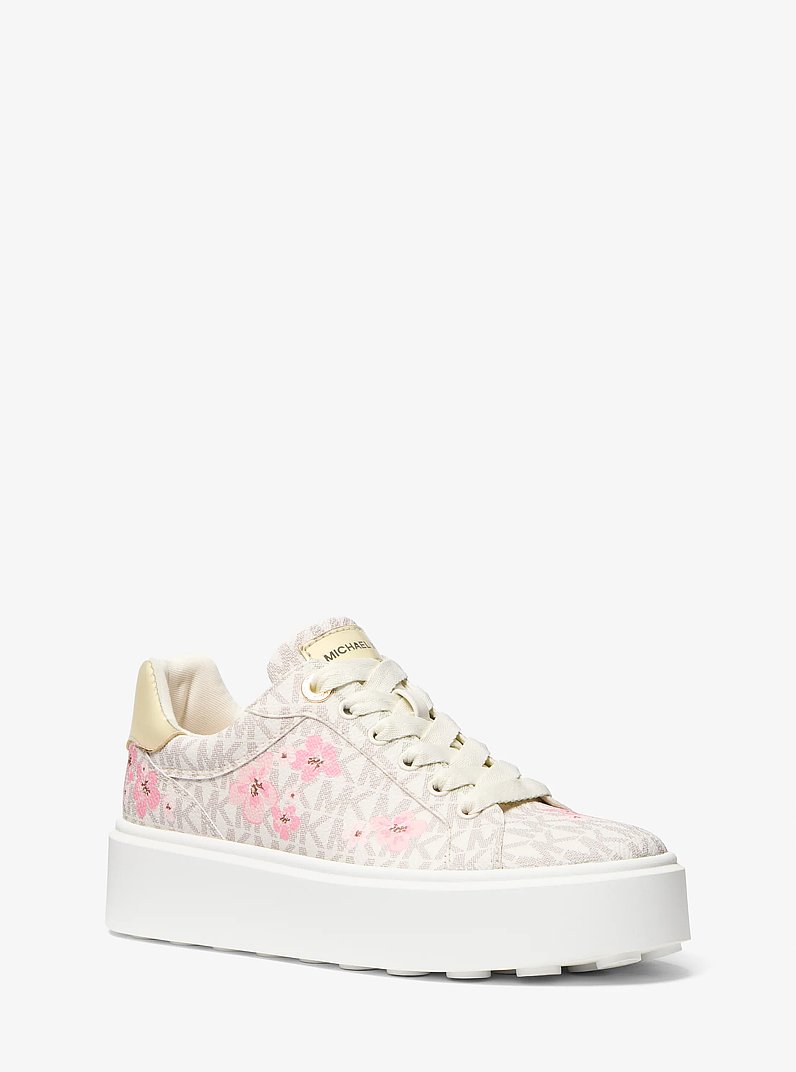 Romey Floral Signature Logo Platform Sneaker in VANILLA COMBO