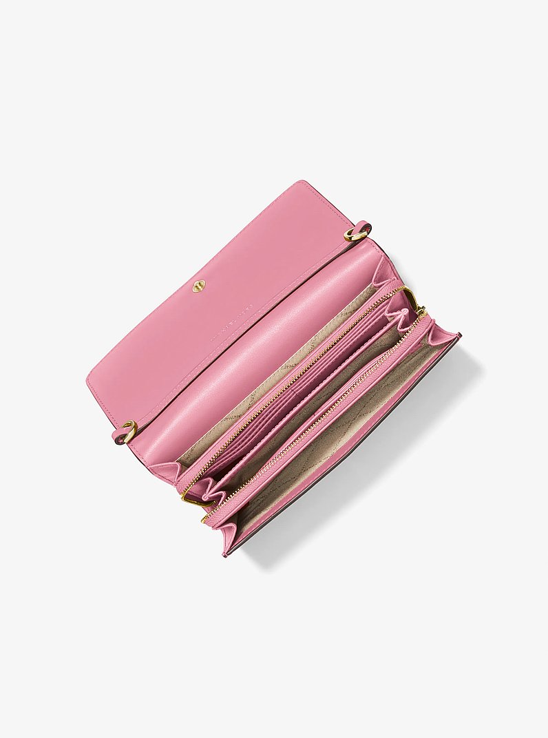 Jet Set Large Leather Crossbody Bag in CARNATION | Michael Kors