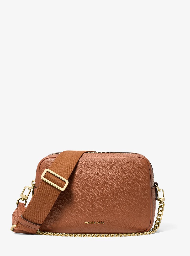 Bryant Medium Pebbled Leather Camera Crossbody Bag in LUGGAGE | Michael Kors