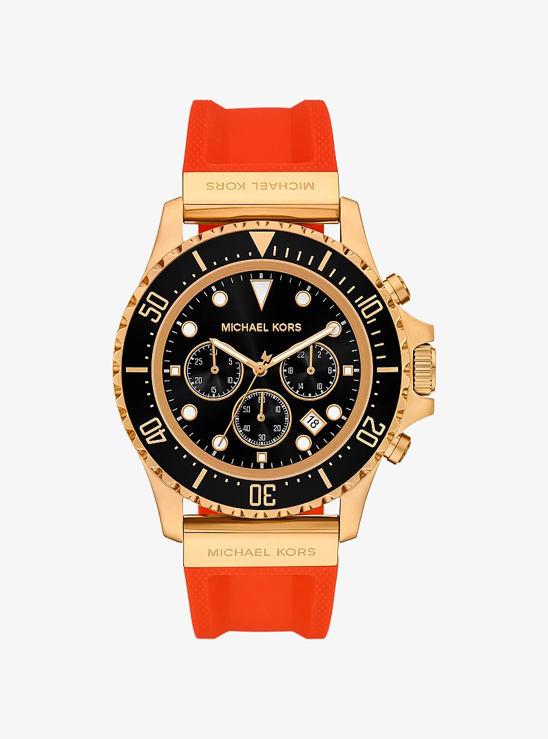 Oversized Everest Gold-Tone and Silicone Watch in RED CLAY - Sale