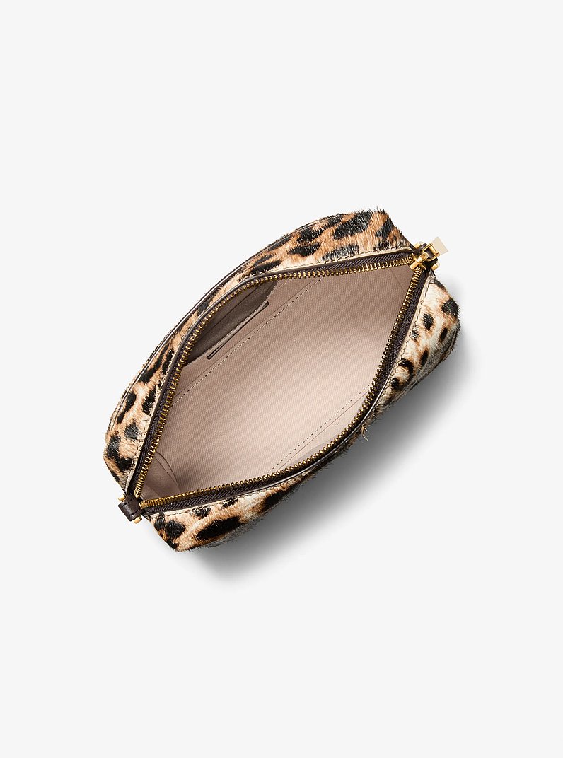 Petit sac &agrave; bandouli&egrave;re convertible Bryant en poils de veau &agrave; imprim&eacute; de l&eacute;opard in KAKI BR&Ucirc;L&Eacute; | Michael Kors