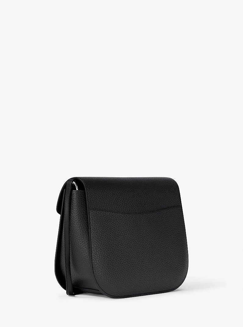 Emilia Small Pebbled Leather Saddle Crossbody Bag in BLACK | Michael Kors