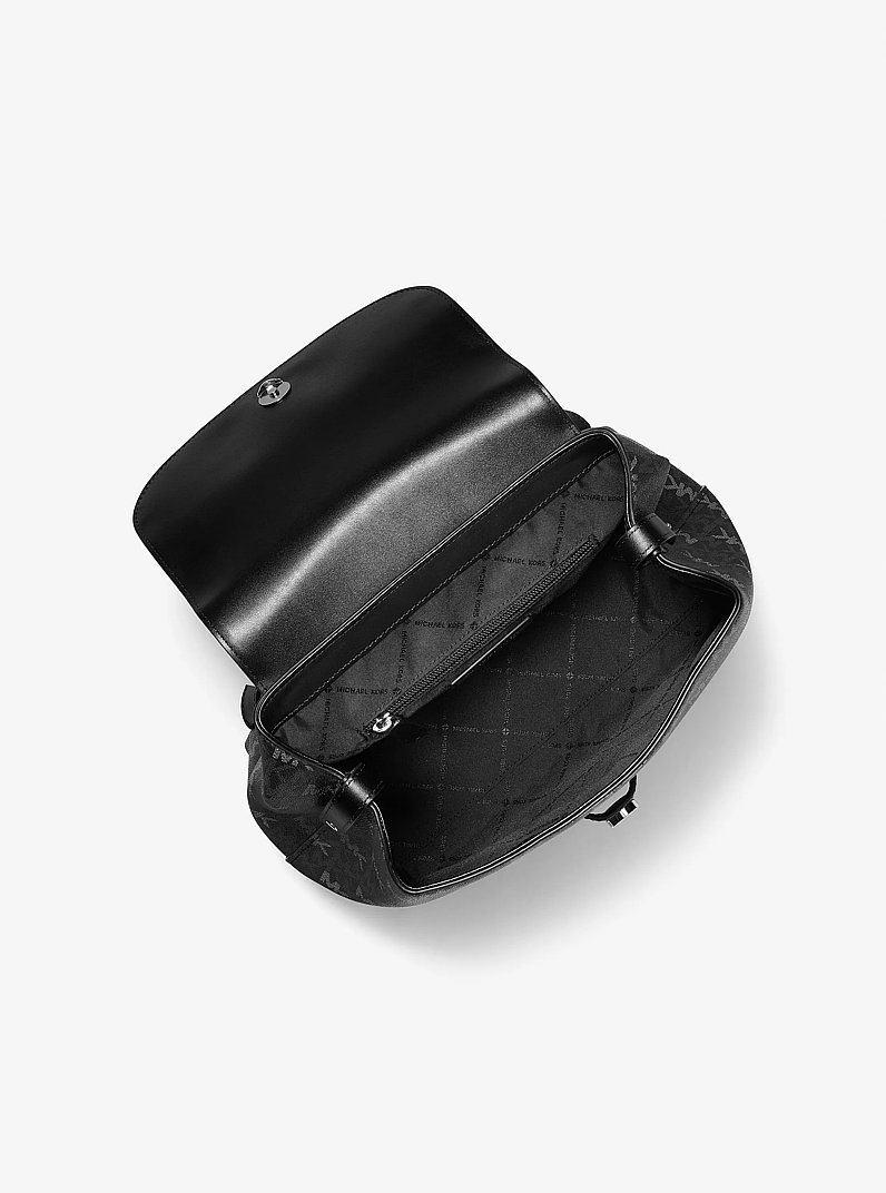 Maya Medium Signature Logo Backpack in BLACK | Michael Kors