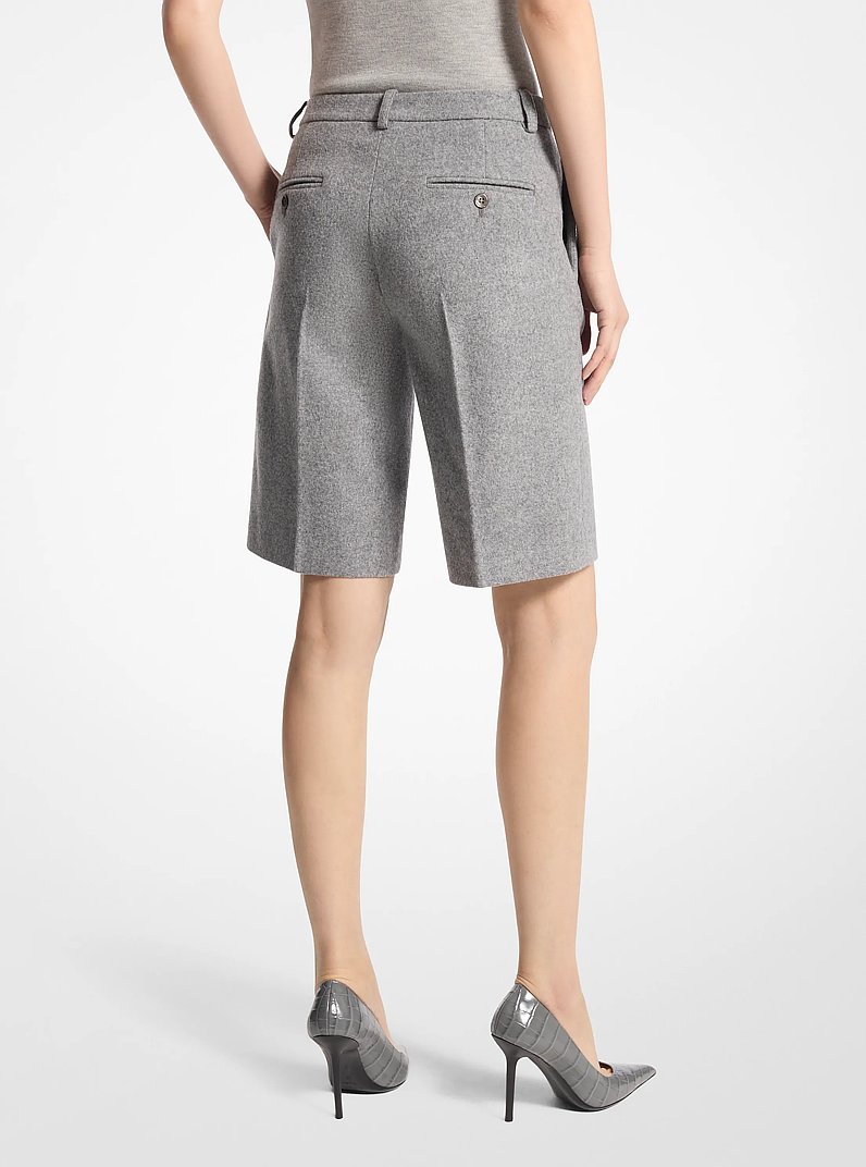 Wool Doeskin Bermuda Shorts in BANKER GREY | Michael Kors