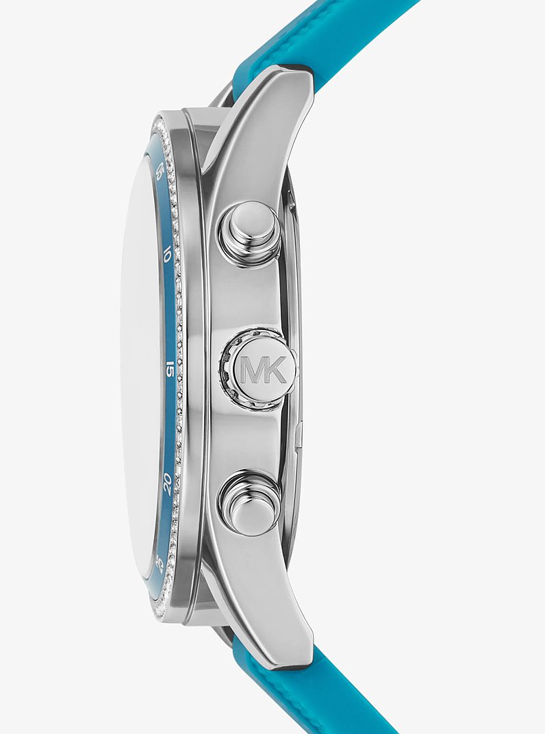 Reloj Hadyn oversize en tono plateado con incrustaciones in AZUL SANTORINI | Michael Kors